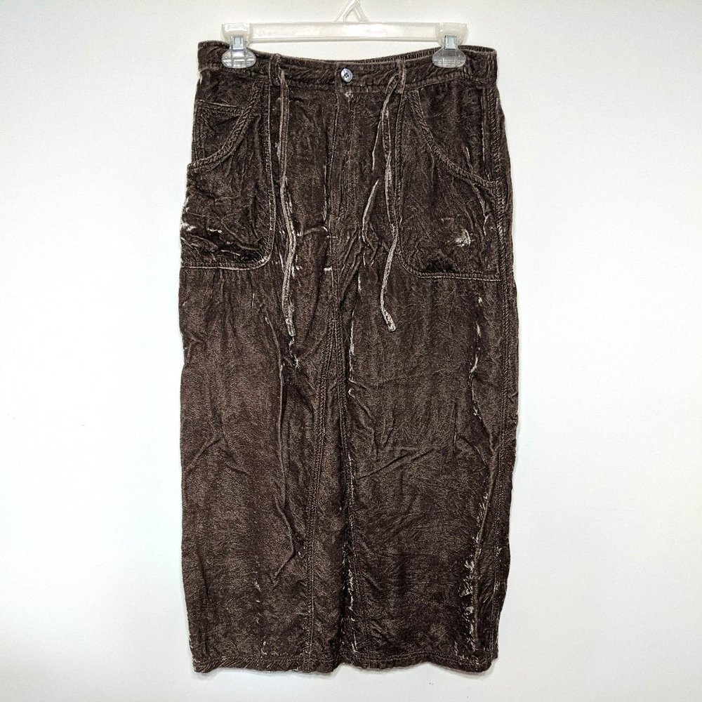 J. Jill Crushed Velvet Brown Grey Maxi Skirt 10